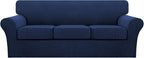 Turquoize 4 Piece Sofa Covers for 3 Cushion Couch Sofa Slipcover Soft Couch by Turquoize