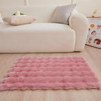 Pink Rabbit Plush Rug 2'x3', Fluffy Faux Fur Shaggy Area Rug - Image 2