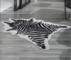 Zebra Print Rug Faux Animal Cowhide Skin Area Rug Leather Carpet Mat Small Size - Image 2