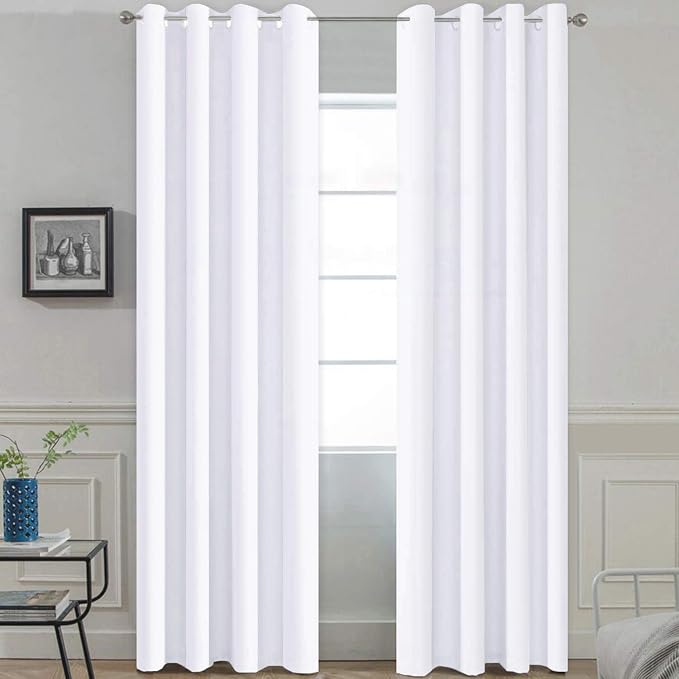 Yakamok Pure White Room Darkening Curtain Panels, Thermal Insulated Curtains by Yakamok