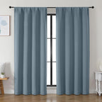 Simplebrand Ava Stone Blue Blackout Curtains by Simplebrand