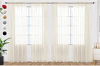 SpaceDresser Ivory Sheer Curtains 4 Panels Rod Pocket Semi-Sheer Curtain 96 by SpaceDresser