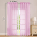 OWENIE Pink Sheer Curtain 90 Inches Long 2 Panels Set, Solid Filmy Drapes - Image 2