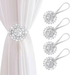 AULEEP Magnetic Curtain Tiebacks, 4 Pack Magnetic Crystal Decorative Drapes by AULEEP