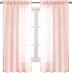 DWCN Blush Pink Sheer Curtains Semi Transparent Voile Rod Pocket Curtains - Image 9