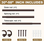 GXOACKJ Brown Curtain Rods for Windows 28 to 60 inch, 5/8 inch Adjustable Wrap - Image 5