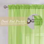 Lecloud Lime Sheer Curtains 63 Inch Length 2 Pcs, Lightweight Solid Transparent - Image 5