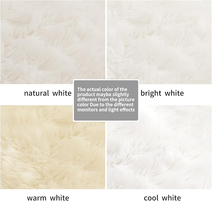 White Fluffy Round Fur Area Rug - Image 6
