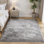Goolela Fluffy Faux Fur Rug 4x6 Grey Faux SheepskinRug - Image 2