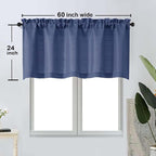OWENIE Bob 1 PCS Blue Valances for Windows, Faux Linen Textured Kitchen Window - Image 2