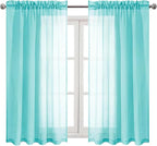 DWCN Aqua Sheer Curtains Semi Transparent Voile Rod Pocket Curtains by DWCN