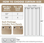 MIULEE Blackout Door Curtain Set of 2, 34 x 80 Inch Beige Thermal Insulated - Image 5
