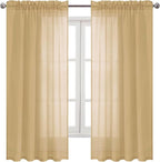 DWCN Taupe Sheer Curtains Semi Transparent Voile Rod Pocket Curtains - Image 9