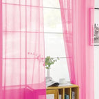SpaceDresser Basic Rod Pocket Sheer Voile Window Curtain Panels Pink 1 Pair 2 - Image 6