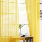 youleyar Solid Sheer Rod Pocket Curtain Voile Draperies 2 Panels White Beige - Image 4