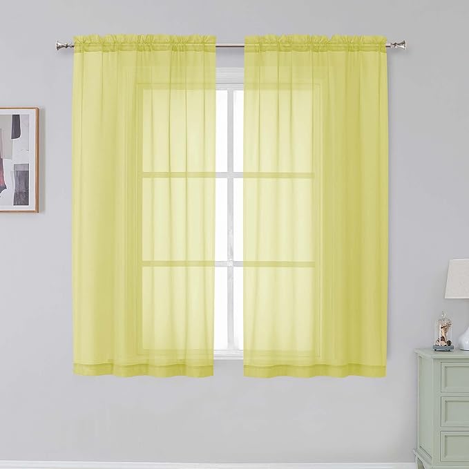 Simplebrand Rod Pocket Top Solid Voile Sheer Curtains by Simplebrand