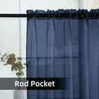 youleyar Solid Sheer Rod Pocket Curtain Voile Draperies 2 Panels White Beige - Image 3