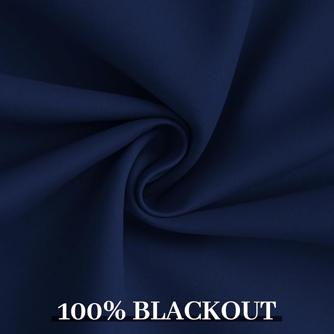 Yakamok Navy Blue 100% Blackout Curtains 84 Inches Long Thermal Insulated - Image 6