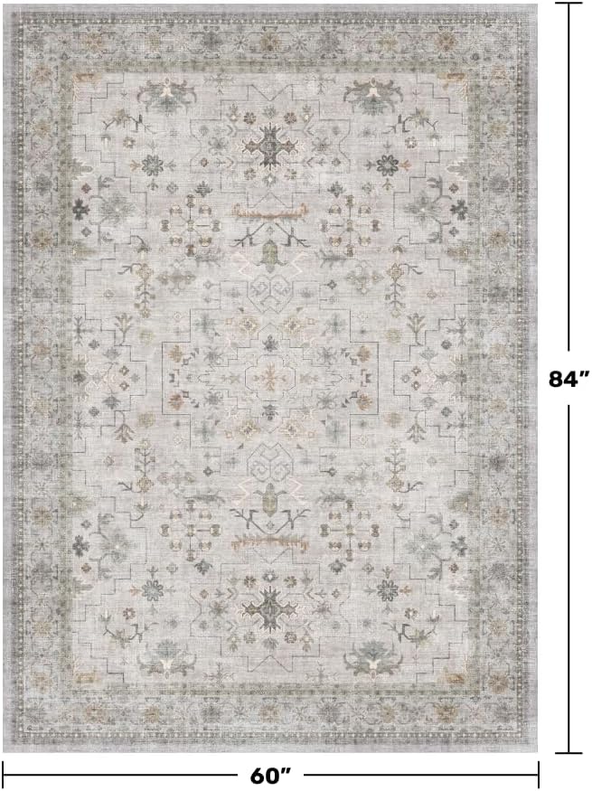 Hazo Haus Boho Light Grey 5x7 Living Room Rug - Image 2
