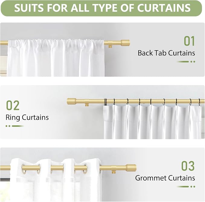 5/8” Diameter Curtain Rods 30-60 Inch, - Image 7