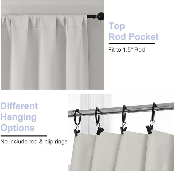 Simplebrand Ava Natural Short 24 Inches Blackout Curtain 2 Panels Set, Half - Image 4