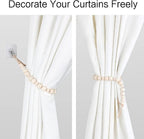 OCIOLI 2 Pieces of Wood Bead Curtain Tieback Boho Curtain Tiebacks Curtain - Image 4
