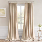MIULEE Back Tab Beige Curtains 96 Inch Long 2 Panels Set - Image 9