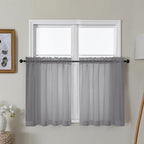 Gwine Charcoal Grey Sheer Curtains 30 Inch Length, Short Light Filtering Voile by Gwine