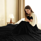 HIMEET Black Ribbed King Size Blanket - Image 7