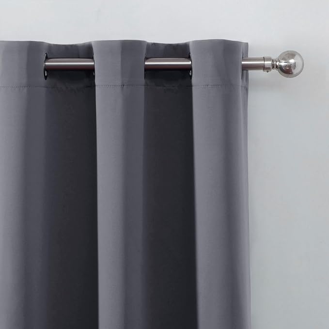 LEMOMO Blackout Curtains 66 x 54 Inch Long Grey Curtains Set of 2 Panels Room - Image 6