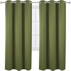 LEMOMO Olive Green Thermal Blackout Curtains/42 x 72 Inch/Set of 2 Panels Room - Image 2