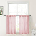 HOMEIDEAS Non-See-Through Light Pink Privacy Sheer Curtains, 30 X 36 Inches by HOMEIDEAS