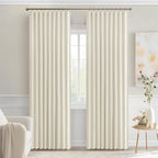 MIULEE Beige White Back Tab Blackout Curtains 84 Inch Length 2 Panels Set - Image 9