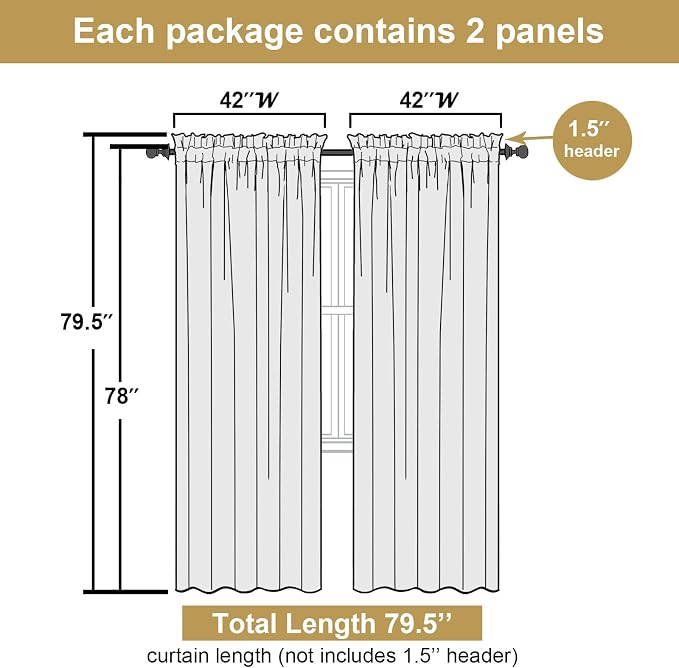 Lecloud Leia White Sheer Curtains 78 Inches Long 2 Panels, Privacy Airy Voile - Image 3