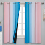 Estelar Textiler Pink and Blue Curtains 63 Inch Length 2 Panels, Ombre Total - Image 2