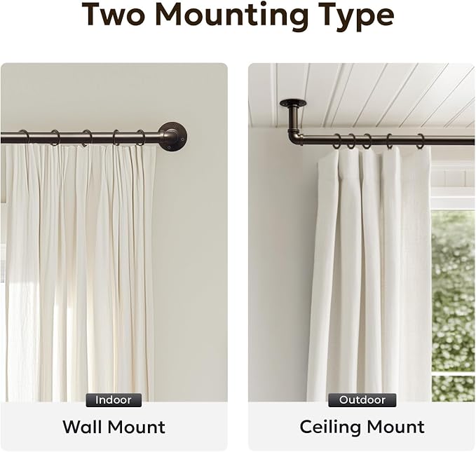 Zeerobee Curtain Rods for Windows 32 to 72, 1 Inch Industrial Wrap Around - Image 5