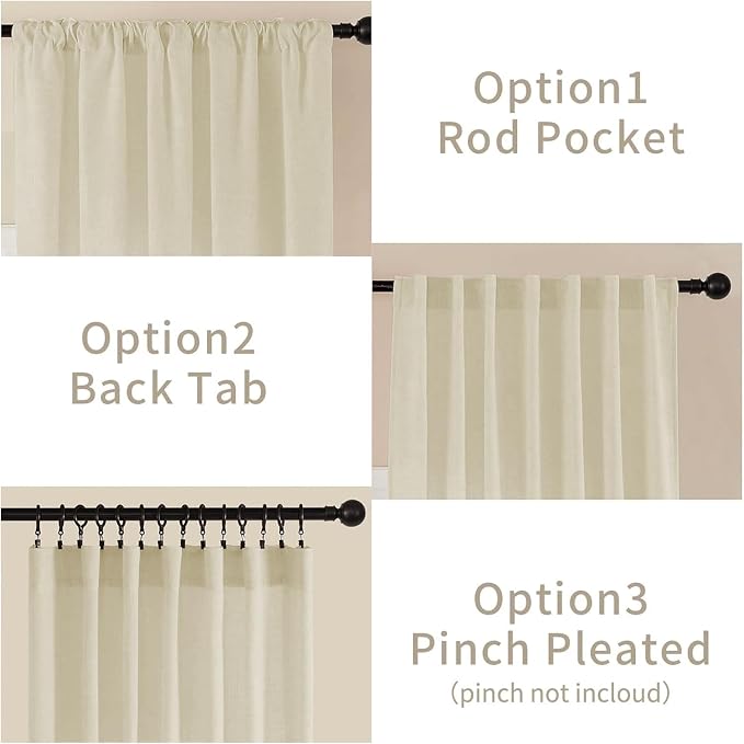 Joydeco Linen Curtains 72 Inch Length 2 Panel Sets, Light Filtering Curtains - Image 3