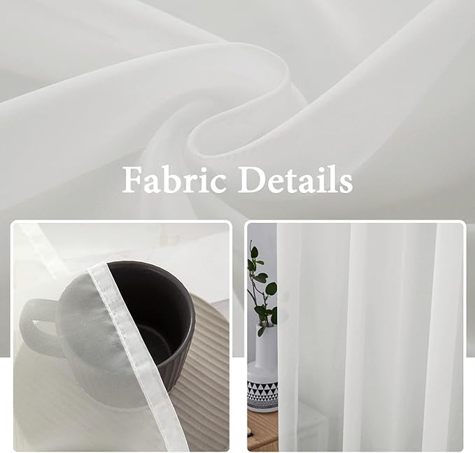MIULEE 2 Panels Solid Color Sheer Window Curtains Elegant Window Voile - Image 2