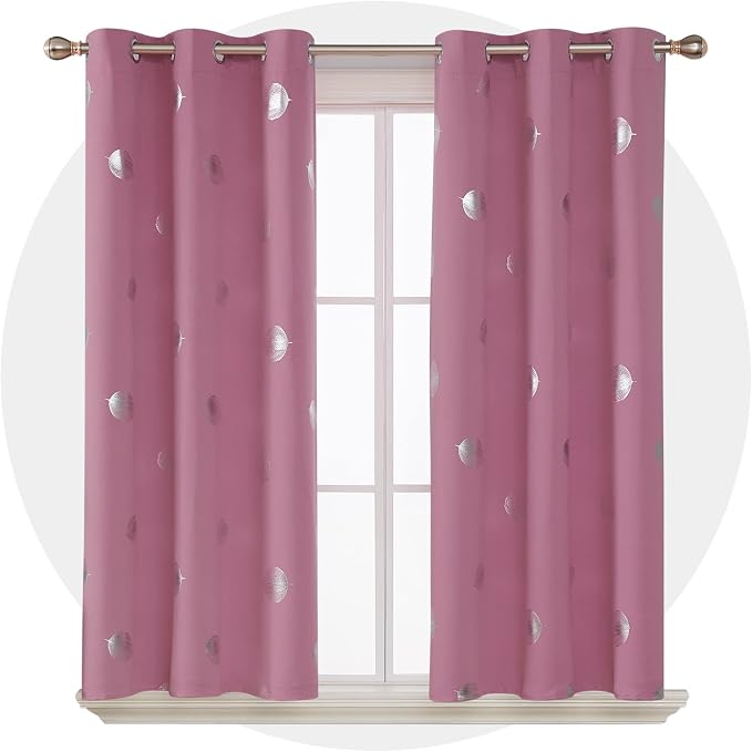 Deconovo Blackout Curtains Thermal Insulated Palm Fan Foil Print Grommet Room by Deconovo