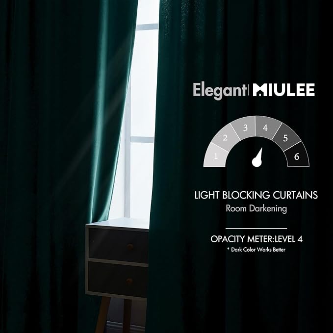 MIULEE Velvet Curtains 2 Panels Luxury Blackout Curtains - Image 5