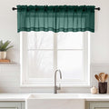 Green Valances for Windows 14 inch Length 2 Panels, Small Voile Sheer Curtains by Home
