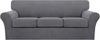 Turquoize 4 Piece Sofa Covers for 3 Cushion Couch Sofa Slipcover Soft Couch by Turquoize