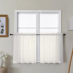 Gwine Ivory Sheer Curtain Tiers 24 Inch Length, Light Filtering Voile Short by Gwine