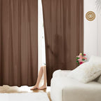 HOMEIDEAS Non-See-Through Brown Privacy Sheer Curtains, 52 X 72 Inches Long 2 - Image 2