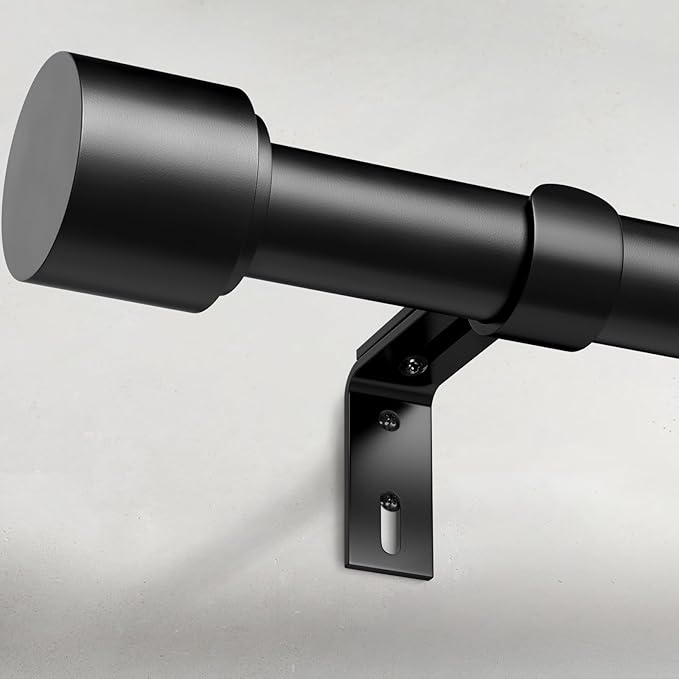 GEEBOBO Black Curtain Rods for Windows 120 to 170 Inch, 1 Inch Extra Long Heavy by GEEBOBO