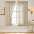 Taupe Sheer Curtains 63 Inch Length 2 Panels, Voile Sheer Curtain by Home