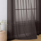 Aiyufeng Chocolate Sheer Curtains 54 Inches Long 2 Panels, Solid Voile Top Dual - Image 5