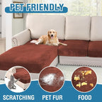 H.VERSAILTEX Velvet Stretch Sectional Couch Covers 4 Pieces Sofa Seat Cushion - Image 3