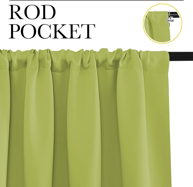 NICETOWN Window Curtains Blackout Drapes, Fresh Green, 1 Pair, 52 by 84-Inch - Image 2