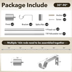 IFELS Heavy Duty Curtain Rods for Windows 48 to 84 Inch, 1 Inch Silver Curtain - Image 6